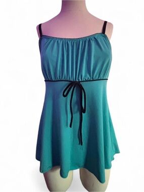 y2k Teal Babydoll Top
